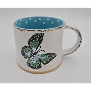 Blue and White Polka Dot Butterfly Ceramic Coffee/Tea Mug